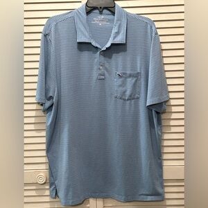 Vineyard Vines Edgartown Men’s Polo Blue Striped Size XL - EUC